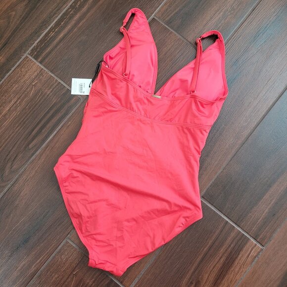 Calvin Klein Hot Pink Full Coverage Tummy Control Plunge One Piece Swimsuit 12 - Picture 7 of 12